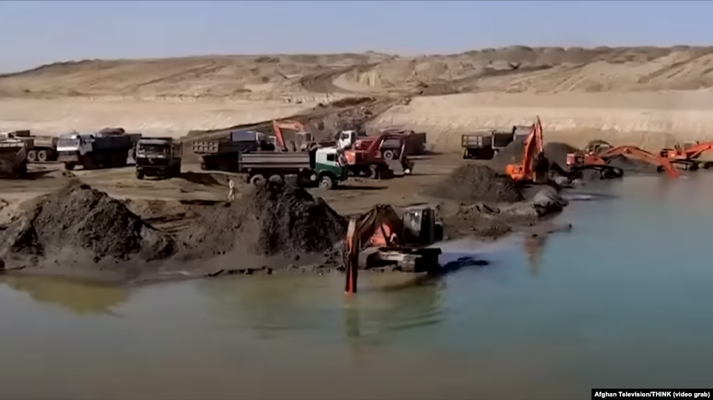 Taliban-led excavation works for the Qosh Tepa canal project in Afghanistan. (Video grab from Afghan Television/THINK).