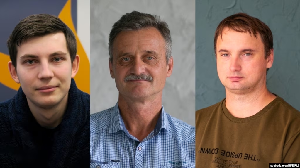 RFE/RL imprisoned journalists Andrey Kuznechyk, Ihar Losik, and Aleh Hruzdzilovich.